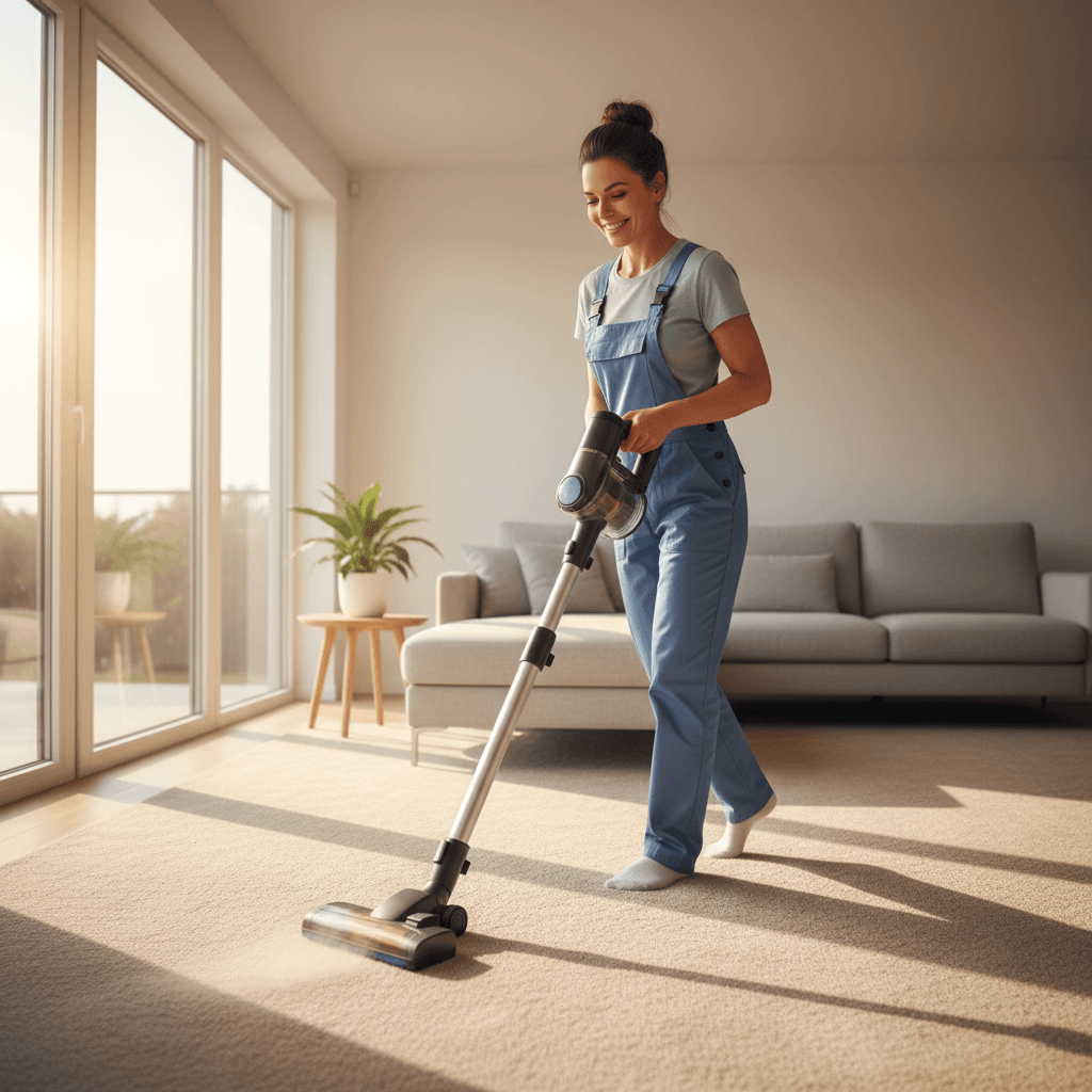 Professional routine cleaning service in progress